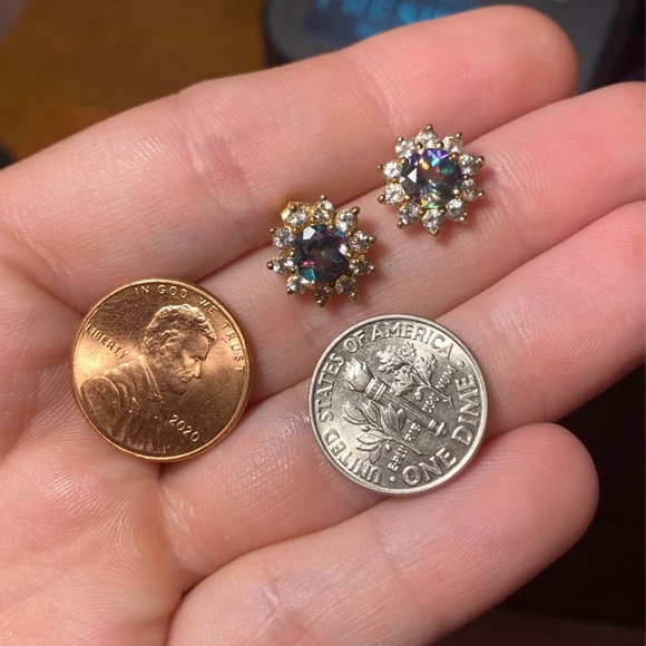 Solid 10k gold mystic topaz earrings-firm price no offers - Picture 11 of 12